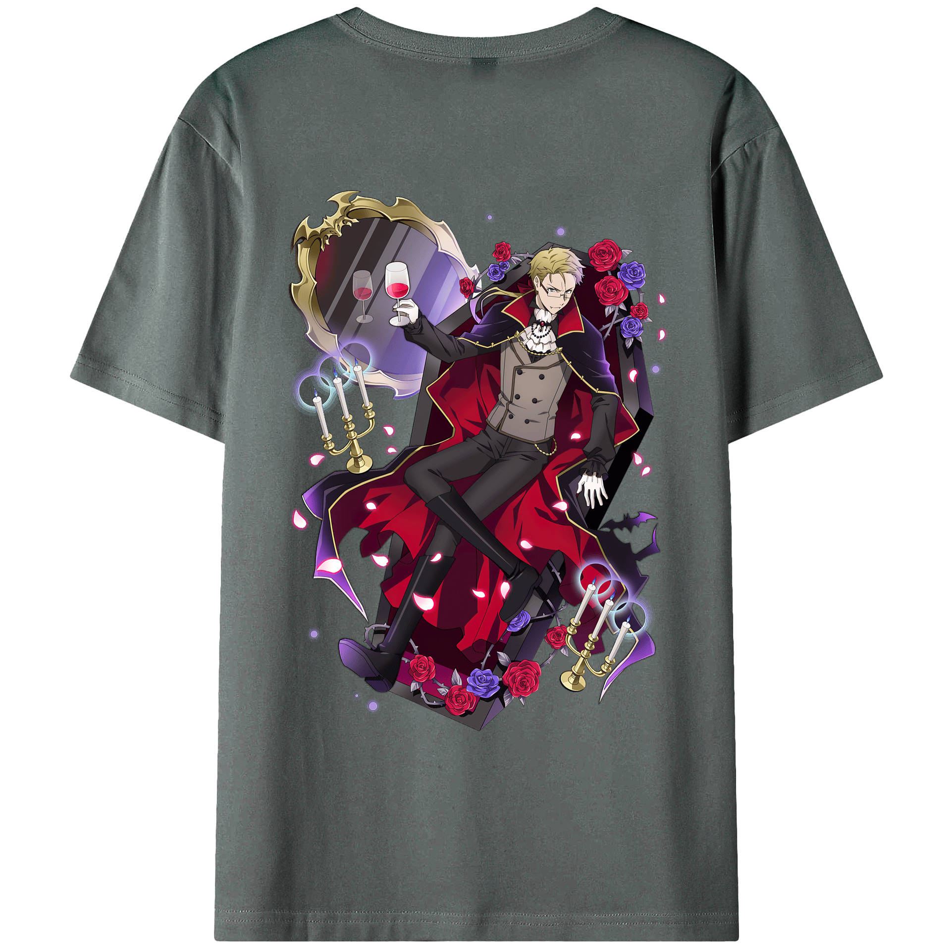 （画像用） 文豪ストレイドッグス Bungo Stray Dogs 綿100％ メンズ半袖Tシャツ（バックプリント） 通気性